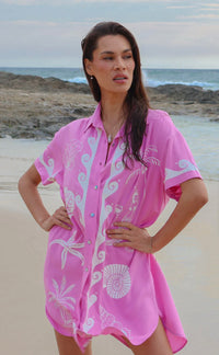 Ocean Club Shirt Dress Pink