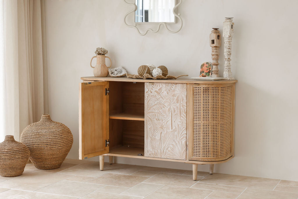 Buffet Les Palmas Carved Rattan & Wood