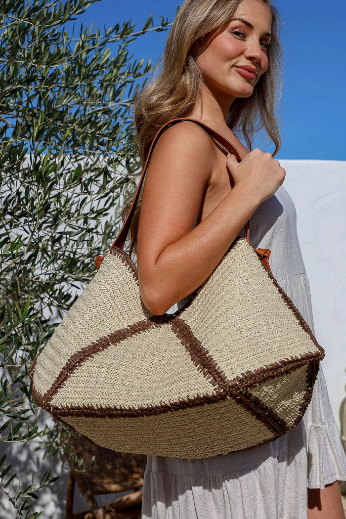 Coastal Woven Tote – Natural Chocolate