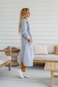 Willow Knitted Long Cardigan - Soft Grey