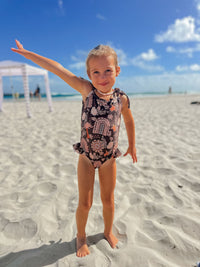 Salty Footprints Kids Swimwear -Tie Up Chocolate