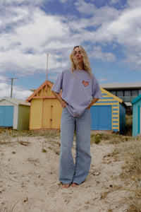 Rebel Heart Oversized Shirt Acid Wash Purple