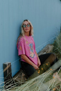 The World Needs More Cowgirls Oversized Shirt Acid Wash Pink