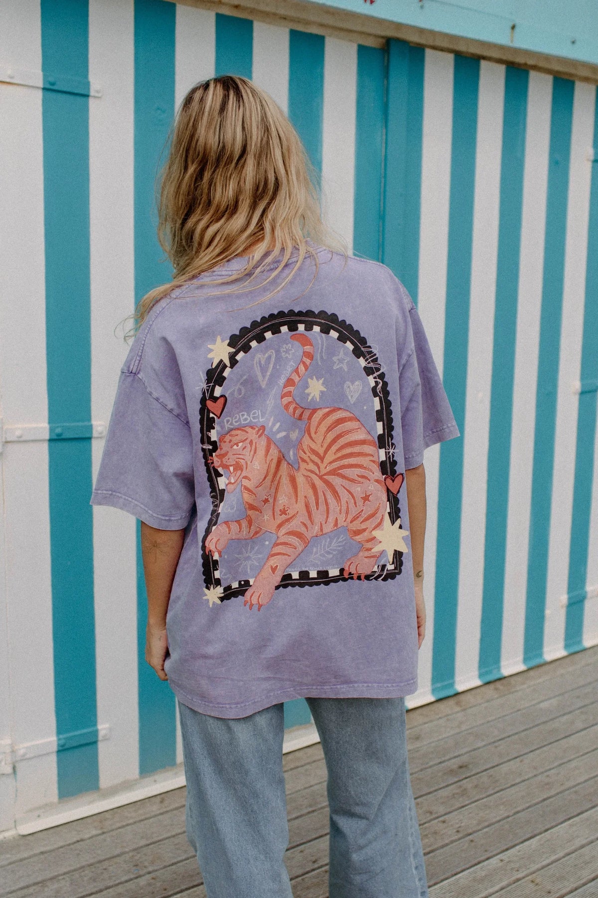 Rebel Heart Oversized Shirt Acid Wash Purple