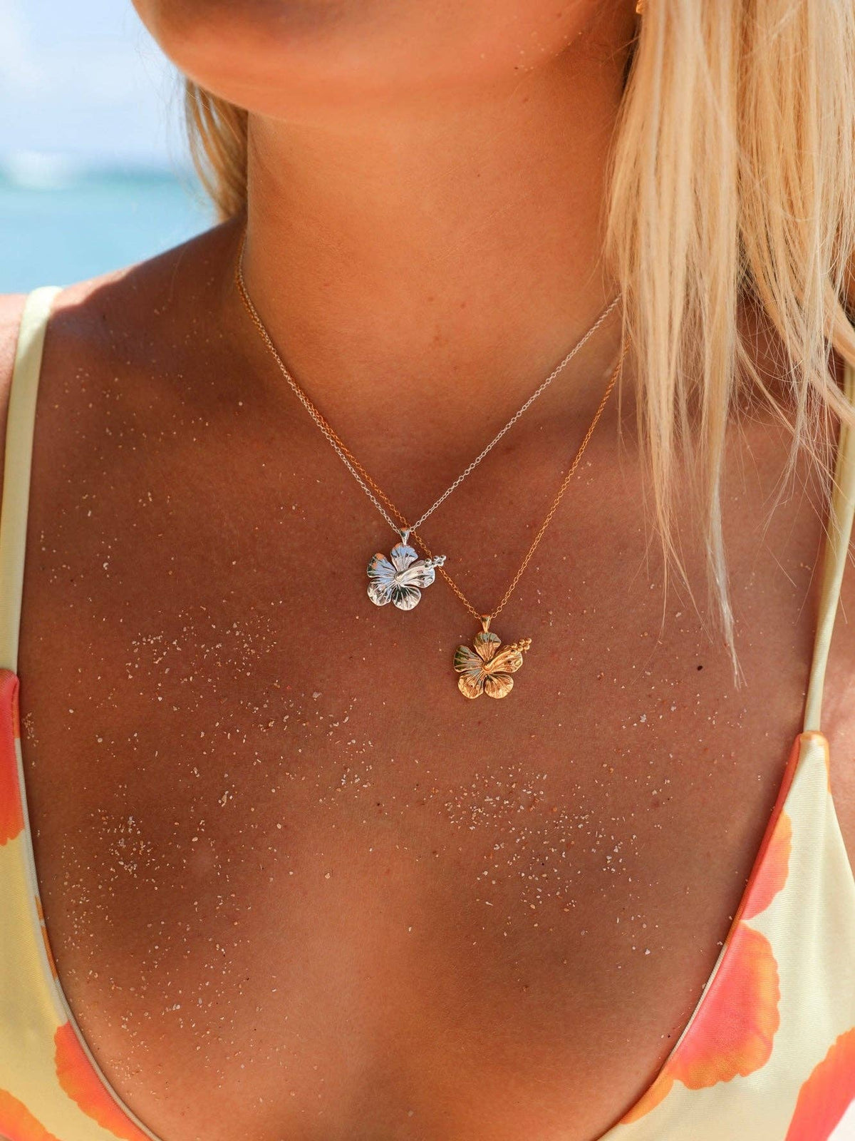Hibiscus Necklace Sterling Silver