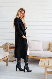 Willow Knitted Long Cardigan - Black