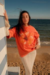 Hibiscus Oversized Shirt Acid Wash