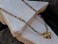 Gold Plated Taweez Protection Necklace Tourmaline Bead Talisman Pendant
