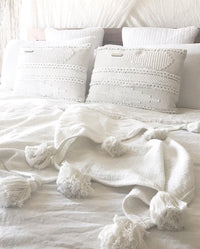 White Maklak Tassel Throw Standard