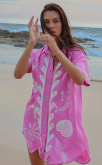Ocean Club Shirt Dress Pink