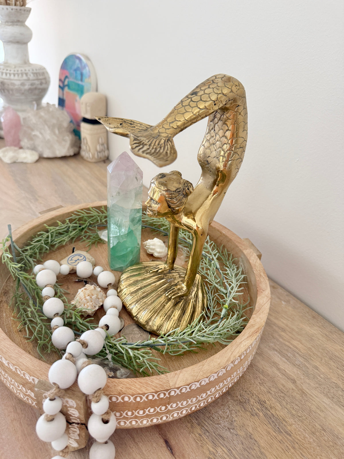 Large Brass Handstand Mermaid