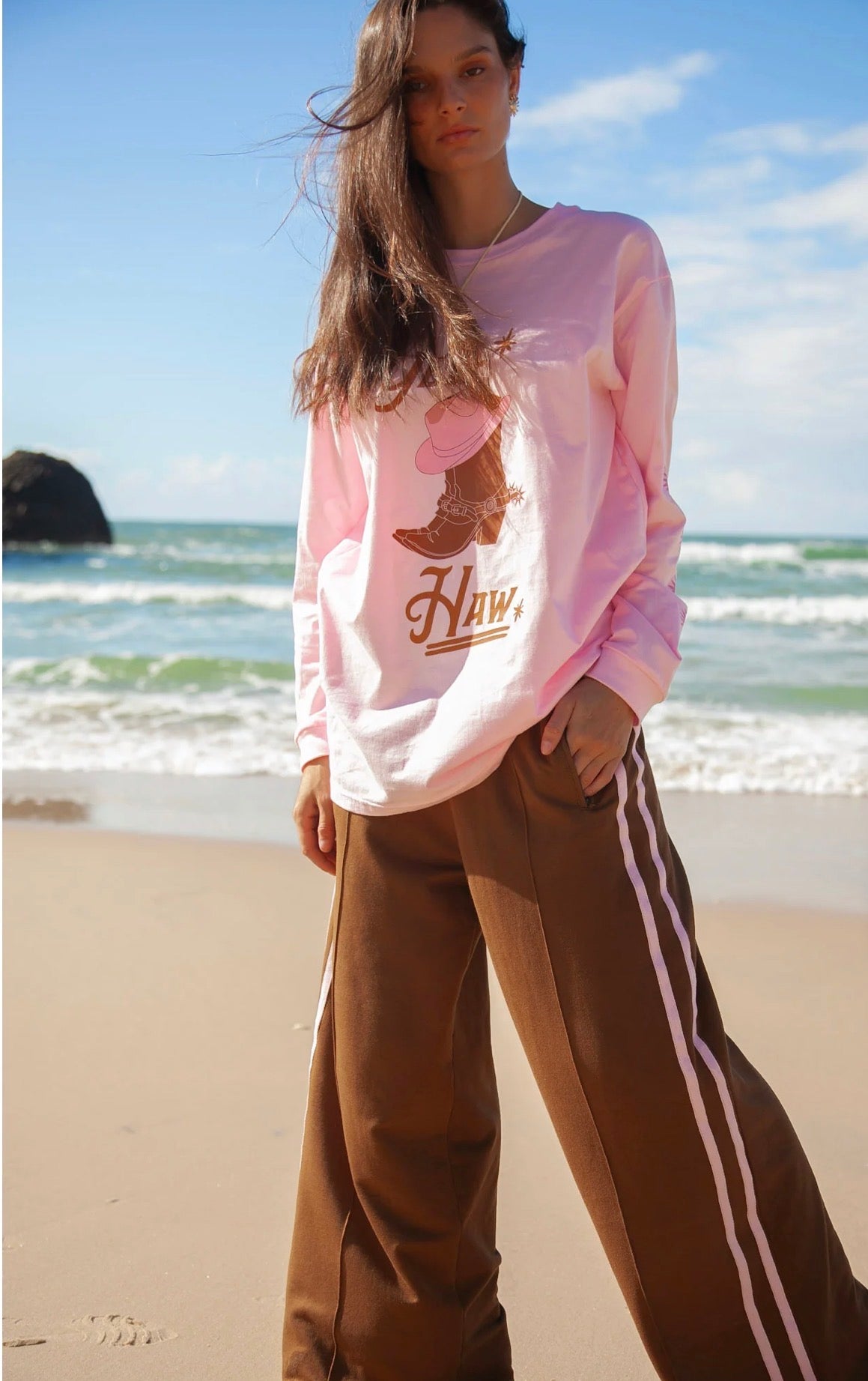 Yeehaw Long Sleeve Shirt Pink