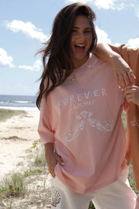Forever Summer Oversized Tee Pink