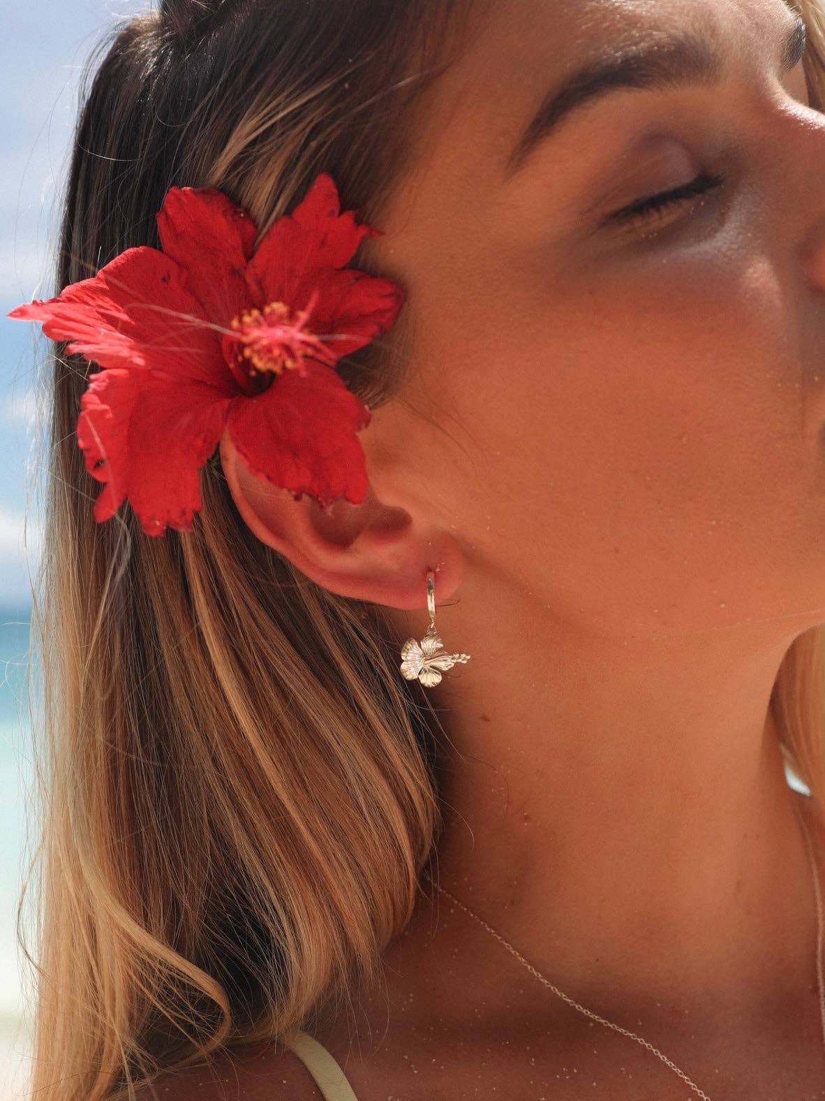 Hibiscus Hoop Sterling Silver