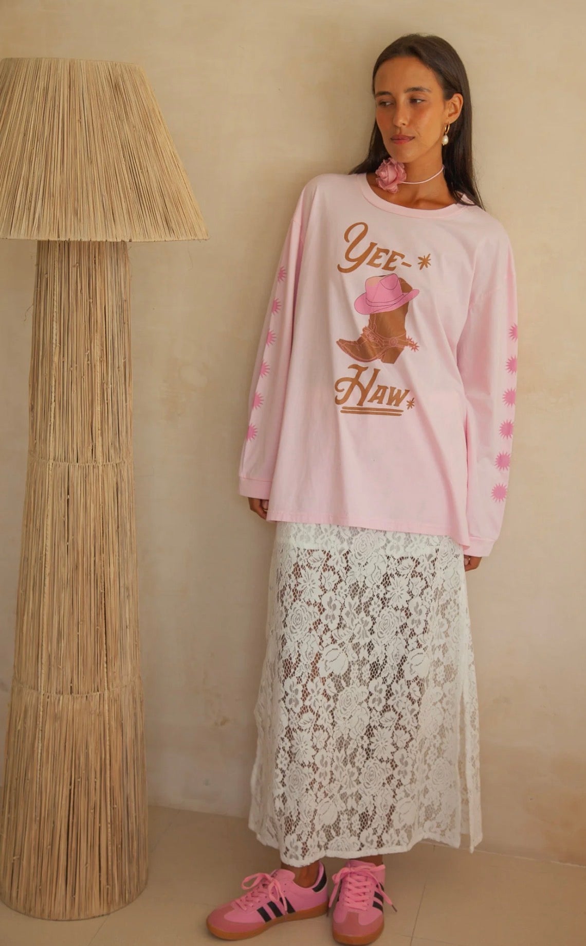 Yeehaw Long Sleeve Shirt Pink