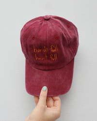 Heart Full Adults Cap: Green w/ Pink Design