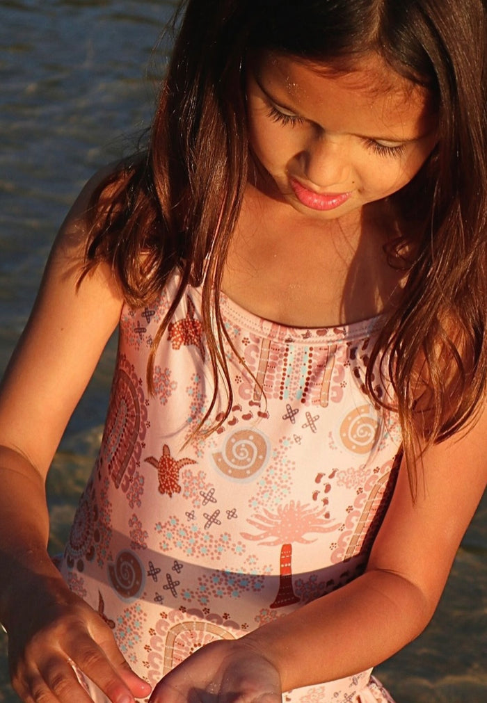 Salty Footprints Kids Swimwear - Tie Up Peach