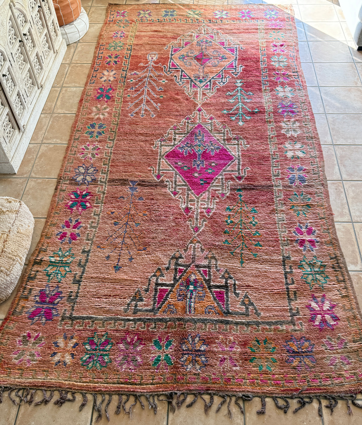 Moroccan Vintage Rug “Daisy” 382 x 191