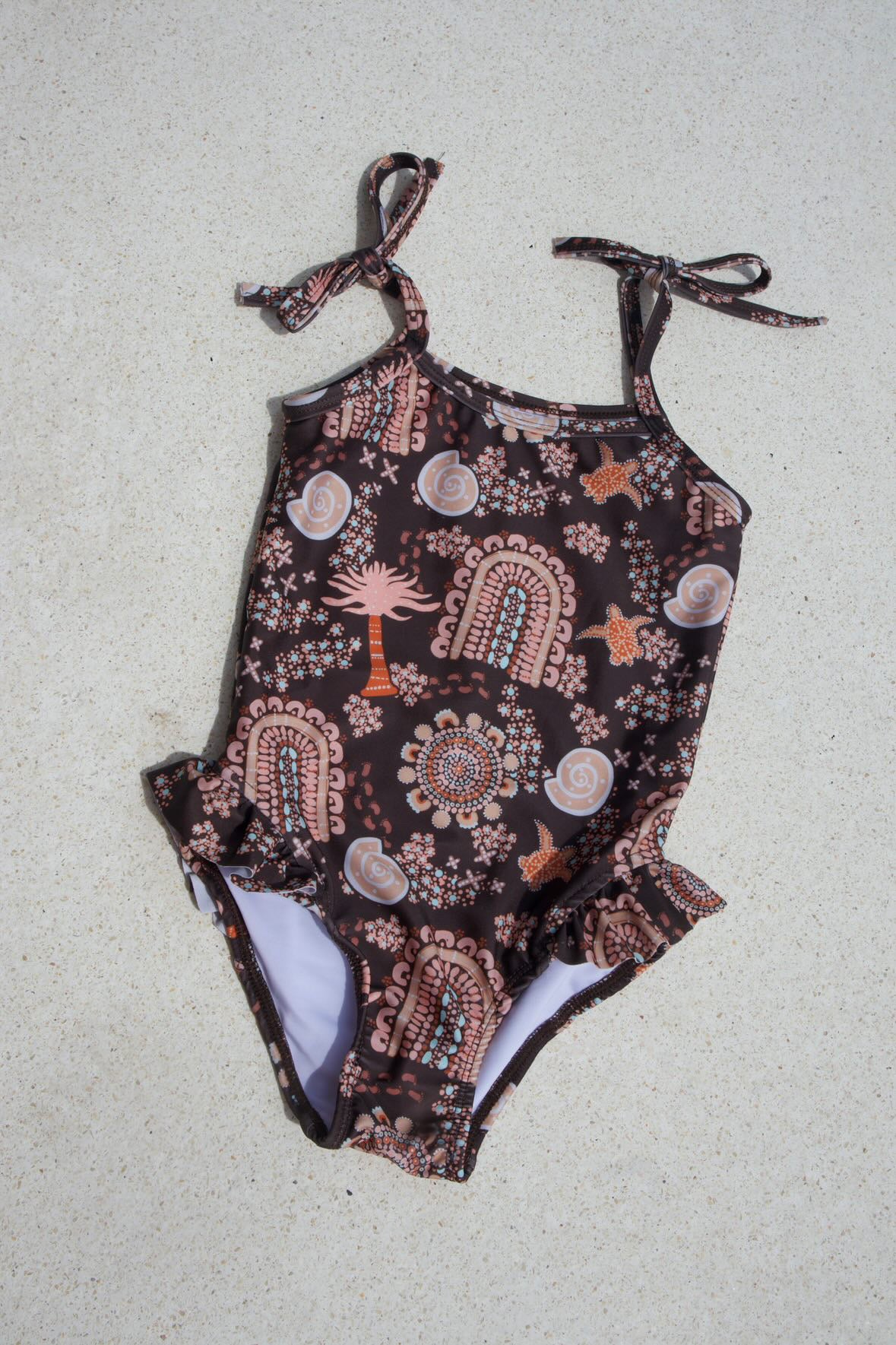 Salty Footprints Kids Swimwear -Tie Up Chocolate