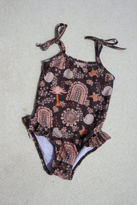 Salty Footprints Kids Swimwear -Tie Up Chocolate