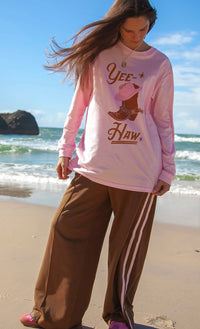 Yeehaw Long Sleeve Shirt Pink