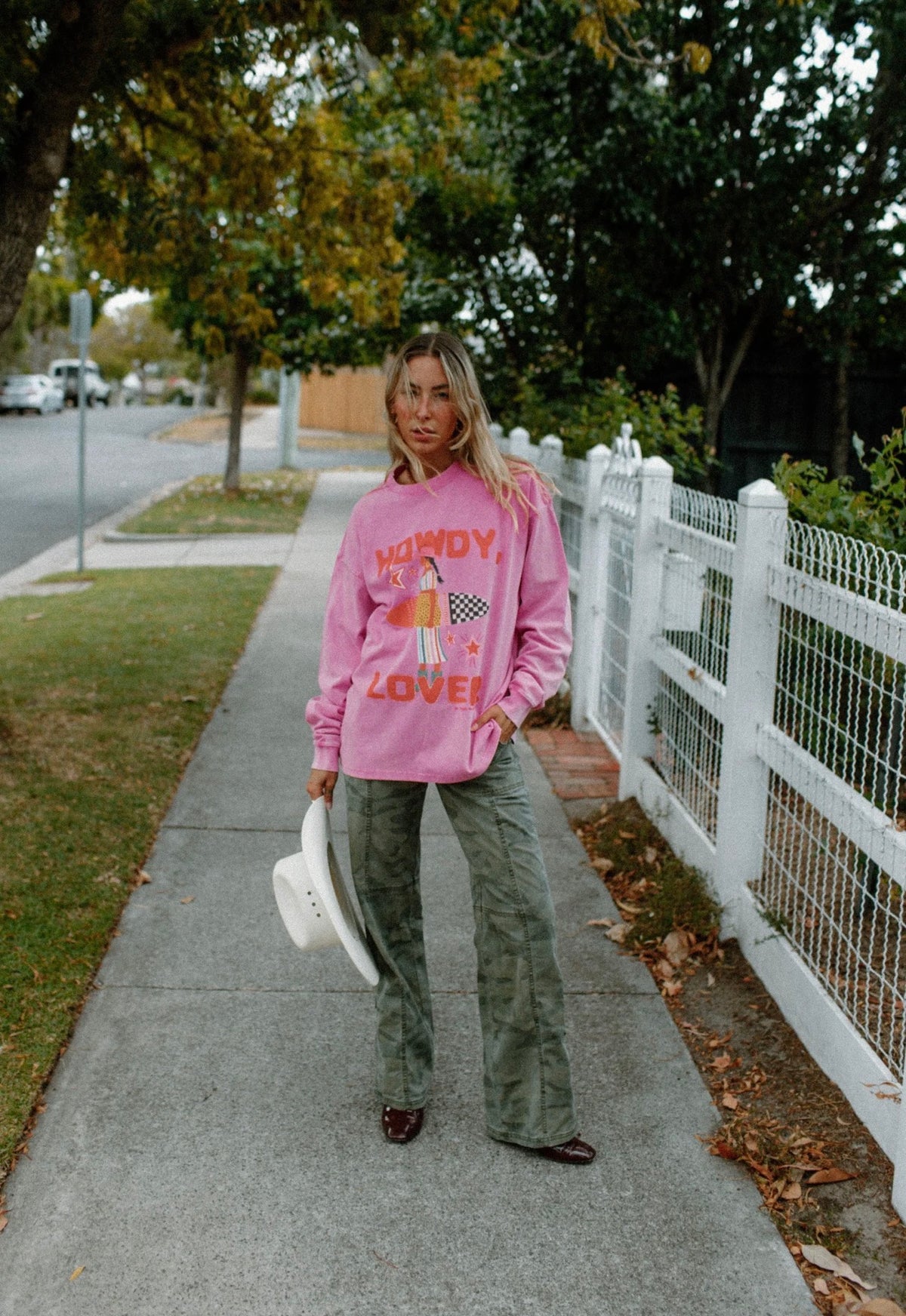 Howdy Lover Long Sleeve Shirt Acid Wash Pink