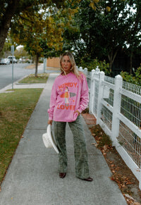 Howdy Lover Long Sleeve Shirt Acid Wash Pink