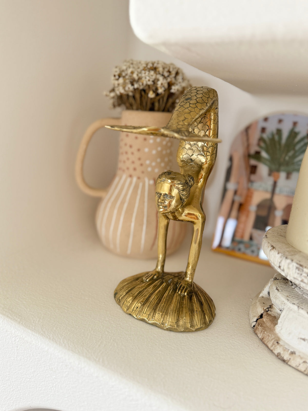 Large Brass Handstand Mermaid