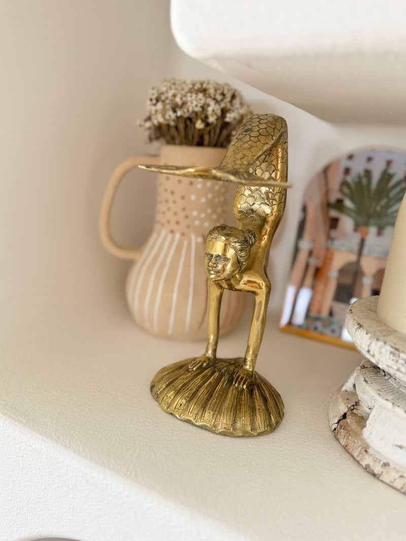Large Brass Handstand Mermaid