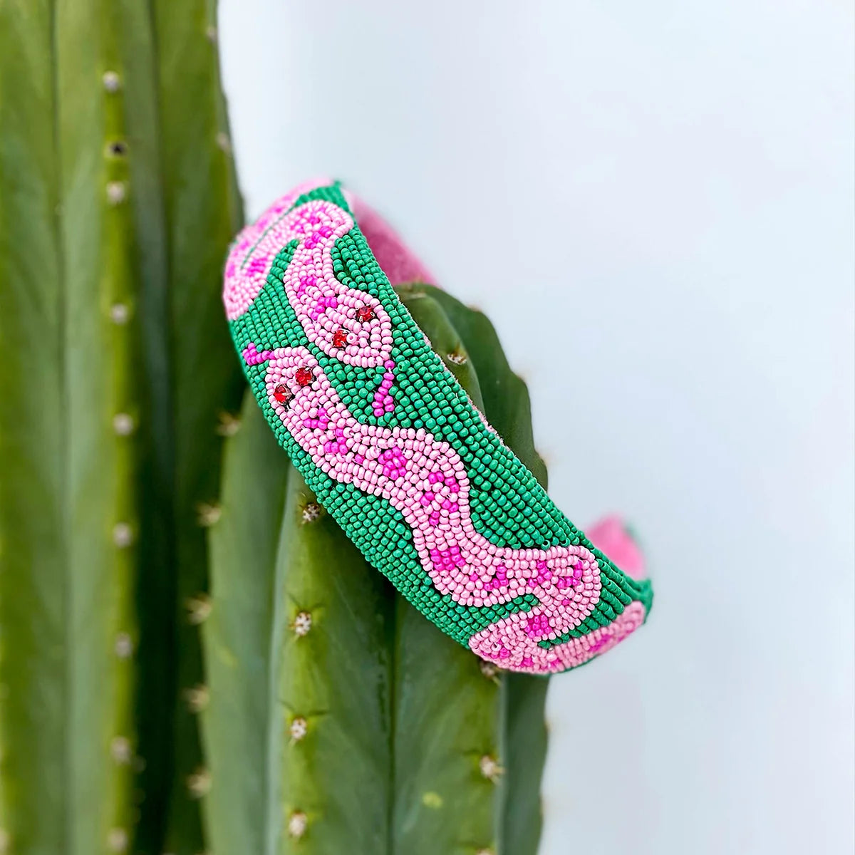 Beaded Headband Snake Green