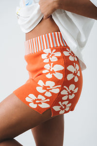Knitted Hibiscus Skort Red