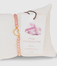 Kids Pink Tourmaline Crystal Bracelet|Gold