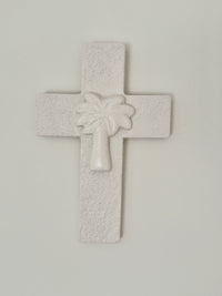 Wall Tile - White Palm - Large Cross