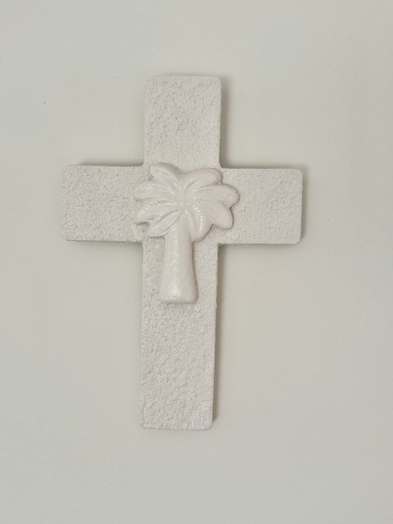 Wall Tile - White Palm - Large Cross