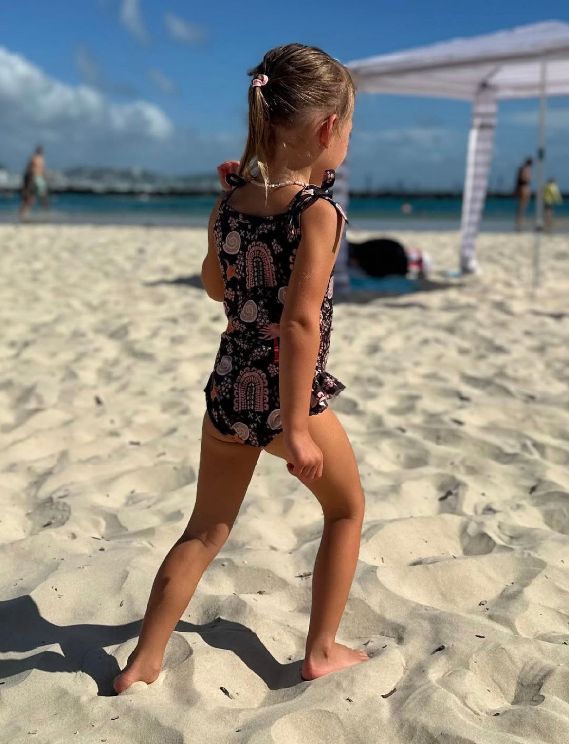 Salty Footprints Kids Swimwear -Tie Up Chocolate