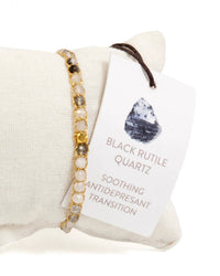 Black Rutilated Quartz Crystal Bracelet | Gold: 18K Gold