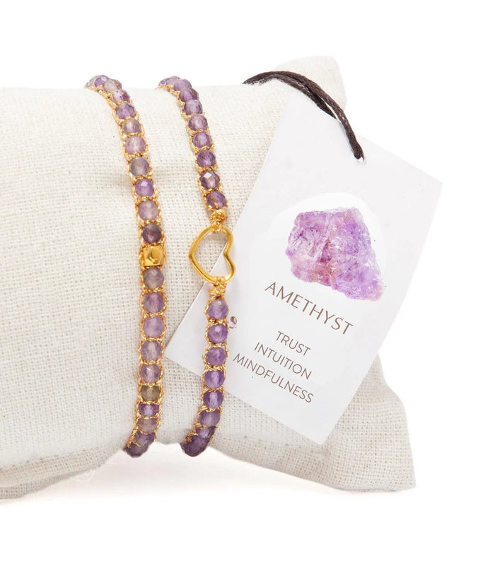 Kids Amethyst Crystal Bracelet|Gold
