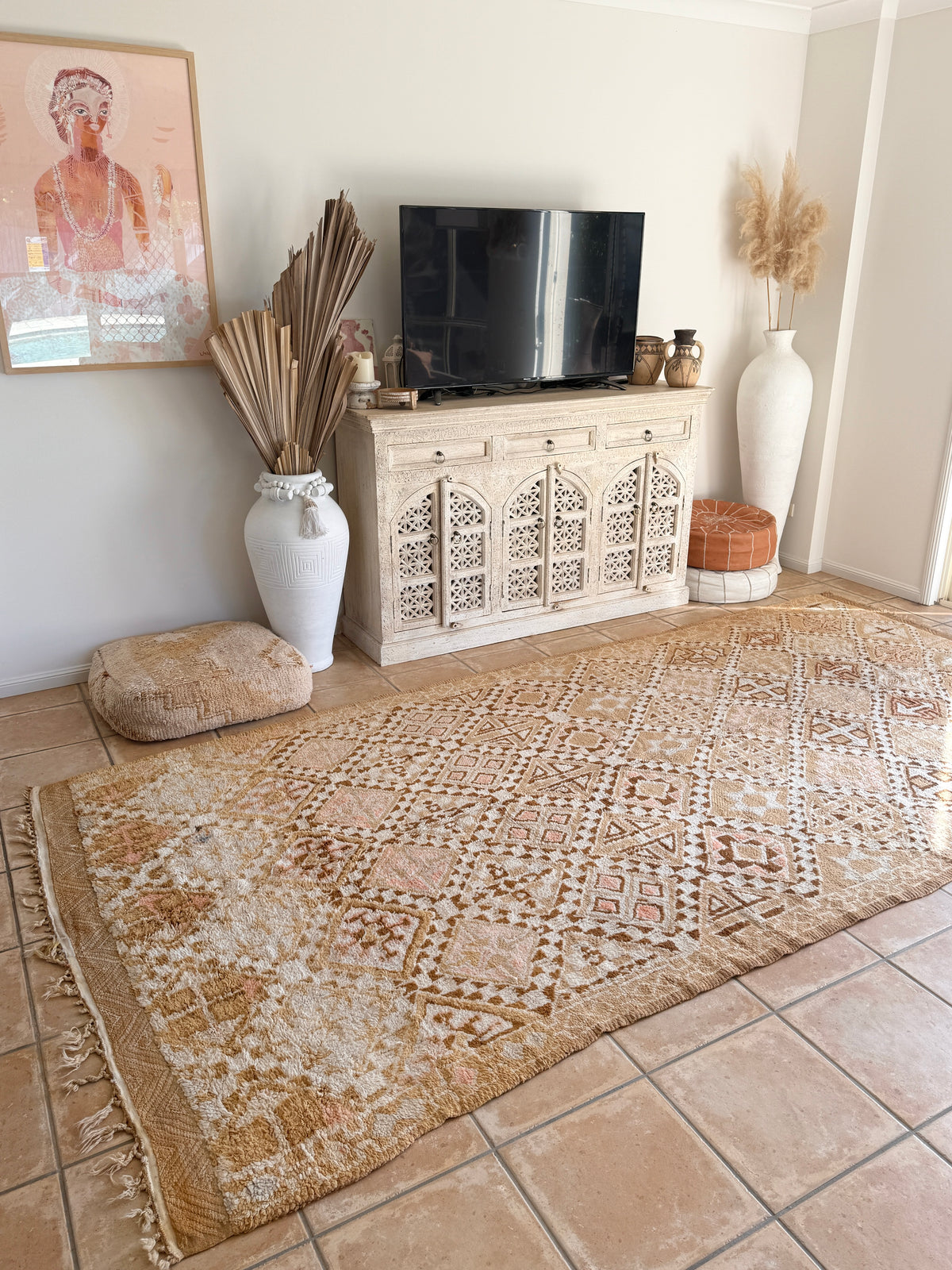 Moroccan Vintage Rug “Indigo” 350 x 187