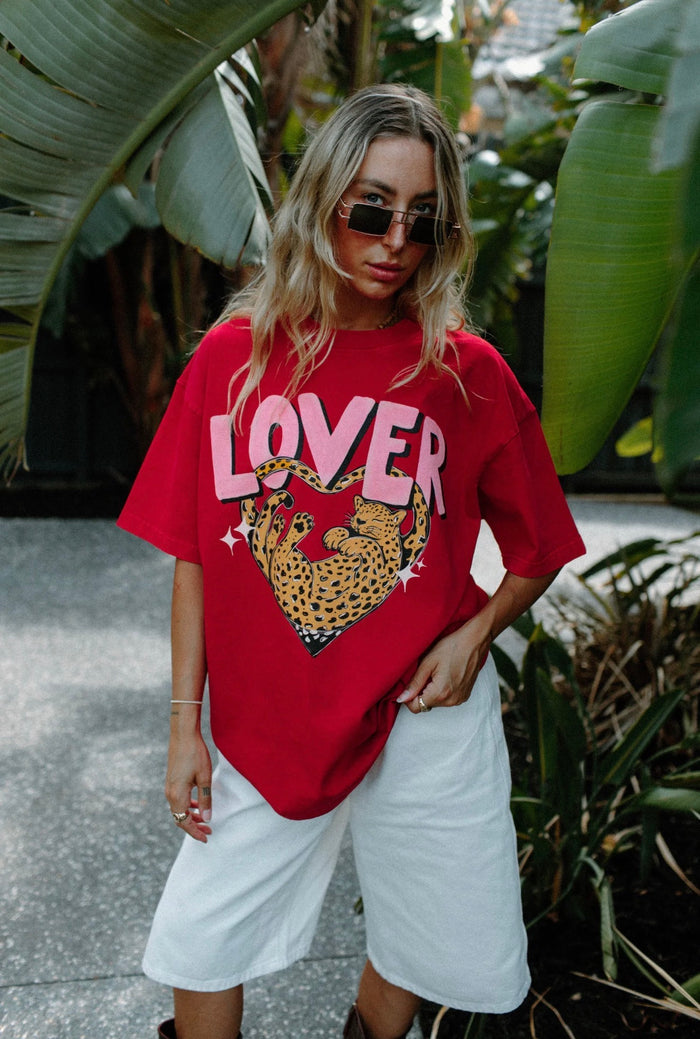 Lover Oversized Shirt Acid Wash Red