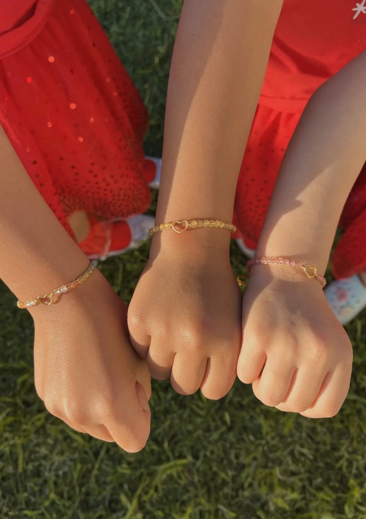 Kids Pink Tourmaline Crystal Bracelet|Gold
