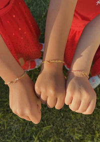 Kids Pink Tourmaline Crystal Bracelet|Gold