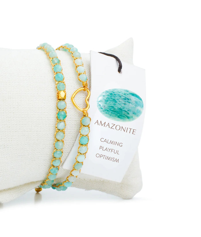 Kids Amazonite Crystal Bracelet|Gold