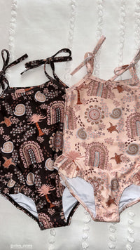 Salty Footprints Kids Swimwear -Tie Up Chocolate