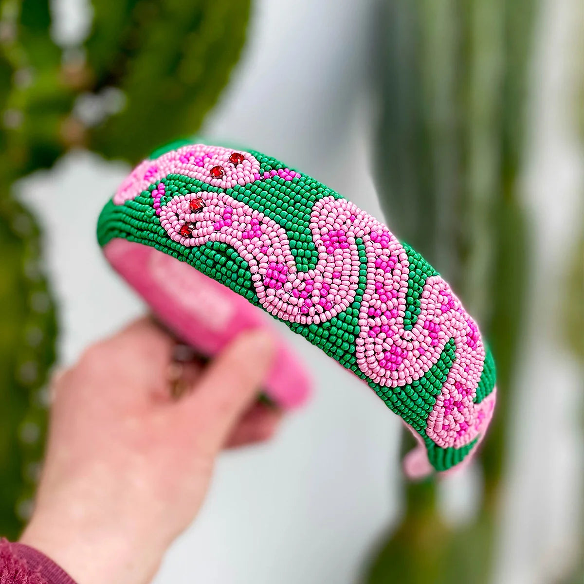 Beaded Headband Snake Green