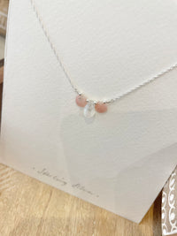 Pink Opal & Moonstone Teardrop Necklace