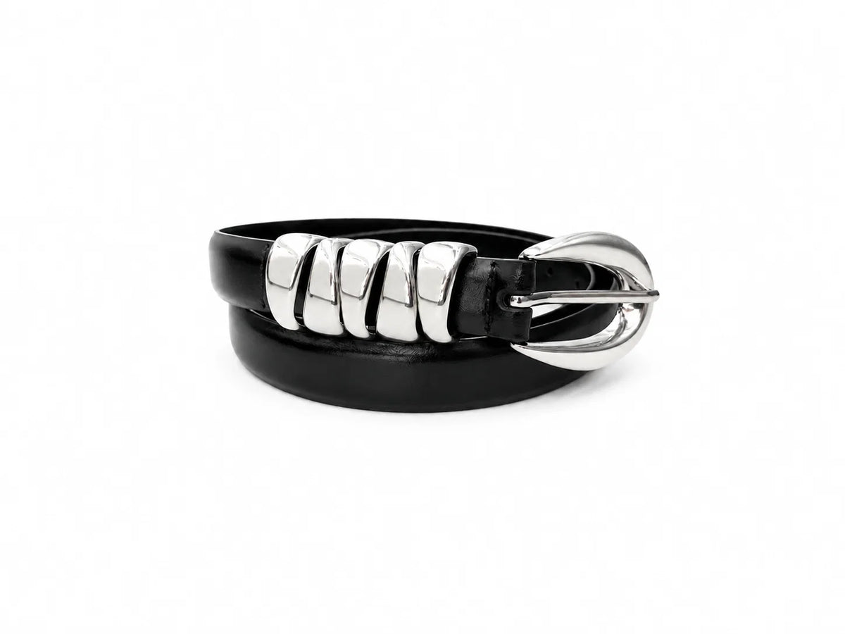 Molten Silver Loop Leather Belt