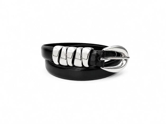 Molten Silver Loop Leather Belt