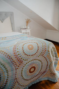 Indigenous Throw Blue Ocean By Natalie Jade