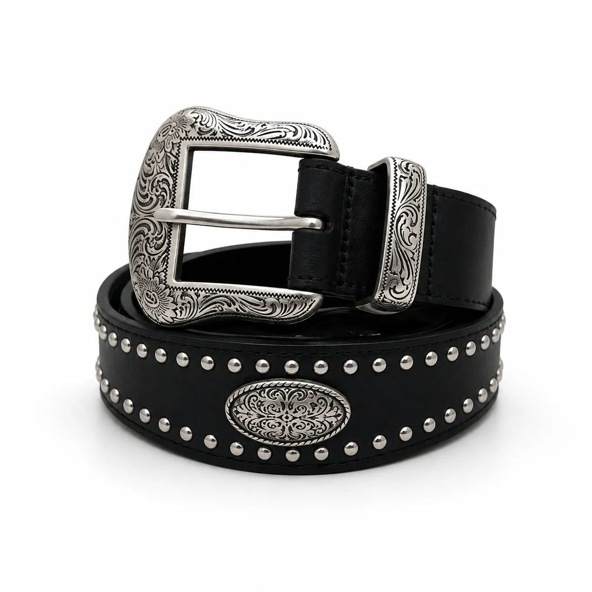 Studded Western Leather Belt
