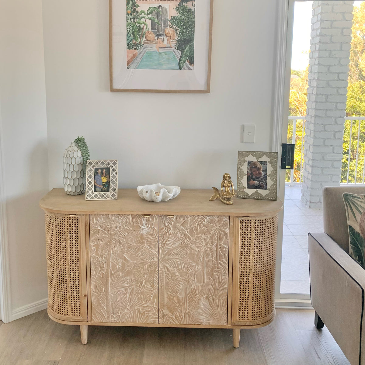 Buffet Les Palmas Carved Rattan & Wood